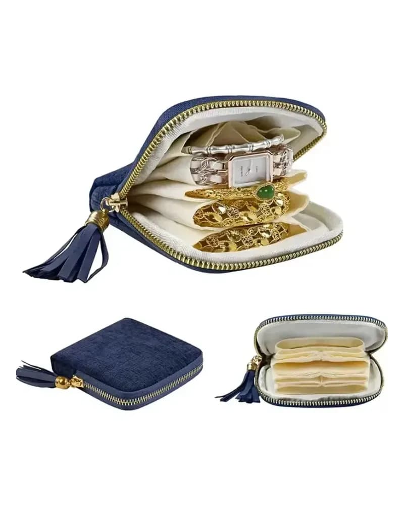 Boîte à bijoux de voyage — zippée, à compartiments
