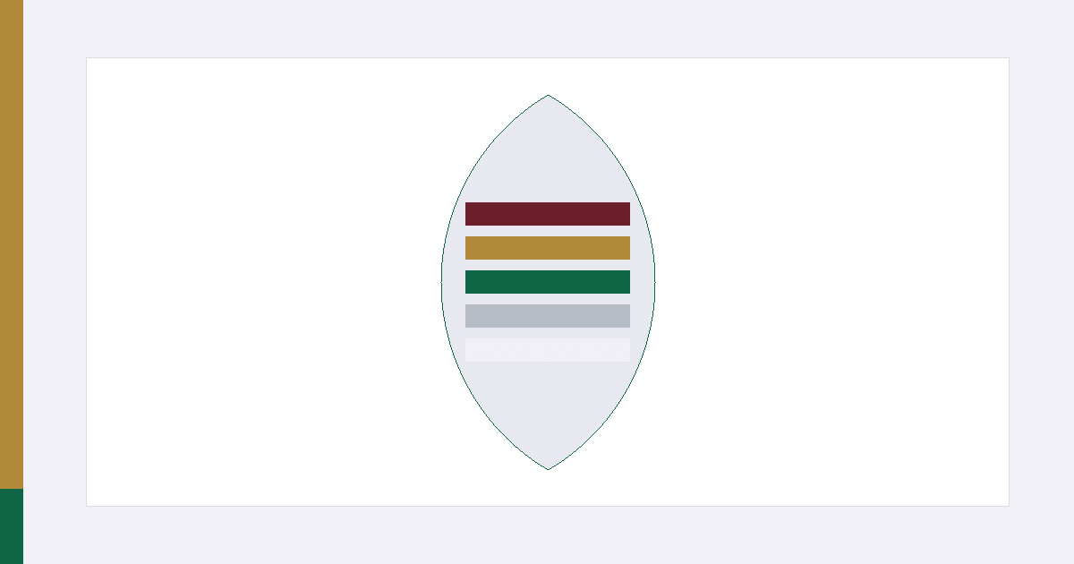 Illustration : une ouverture en marquise découpée dans une plaque blanche, et à l'intérieur cinq barres d'accord empilées, du ton de la tenue traditionnelle en haut à l'argenté puis au blanc en bas. Cinq filets gris clair traversent la plaque, avec une petite marque en marquise vert profond en tête et une barre dorée le long du bord inférieur.